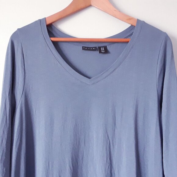 Tahari Soft Gray Blue Top - Picture 3 of 7